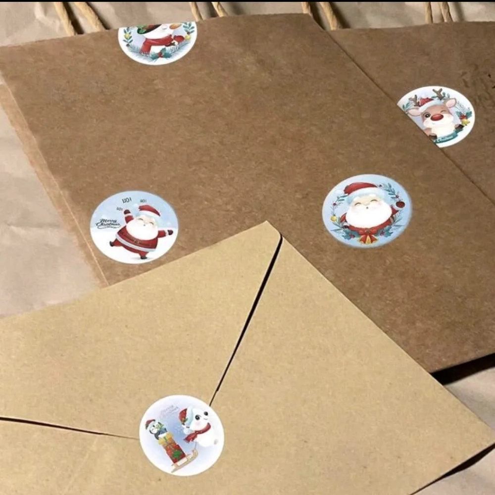 Christmas Santa and Reindeer Sticker Roll